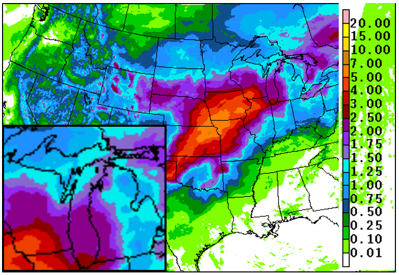 Forecast precip totals map